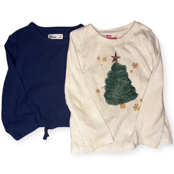 Epic Threads Toddler Girls Size 3T Holiday & Navy Bundle Good Condition - Picture 1 of 7